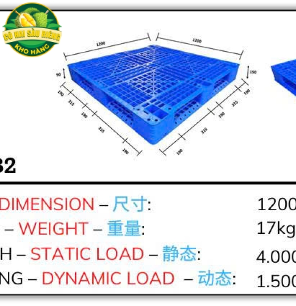 Pallet Chữ Thập 1200x1200x150mm